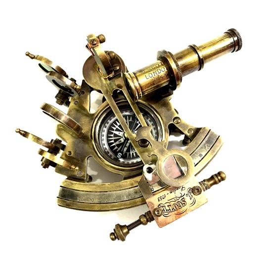 Секстант J. Скотт Лондон с компасом из твердой древесины, астролябией, морским секстантом, корабельными инструментами, секстантом