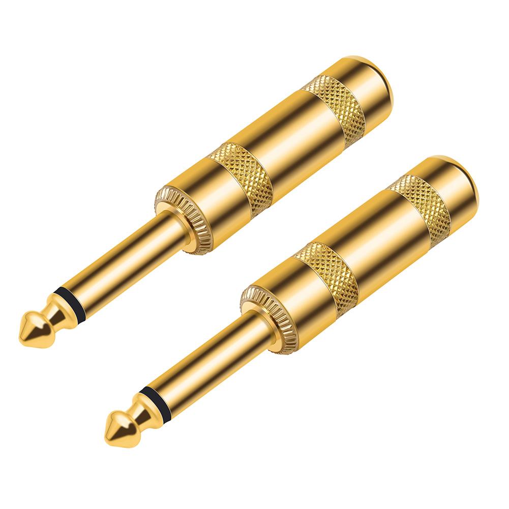 2 шт. 6,35 мм аудио 1/4 дюйма TS штекер DIY мужской прямой головка 90 градусов угловой штекер