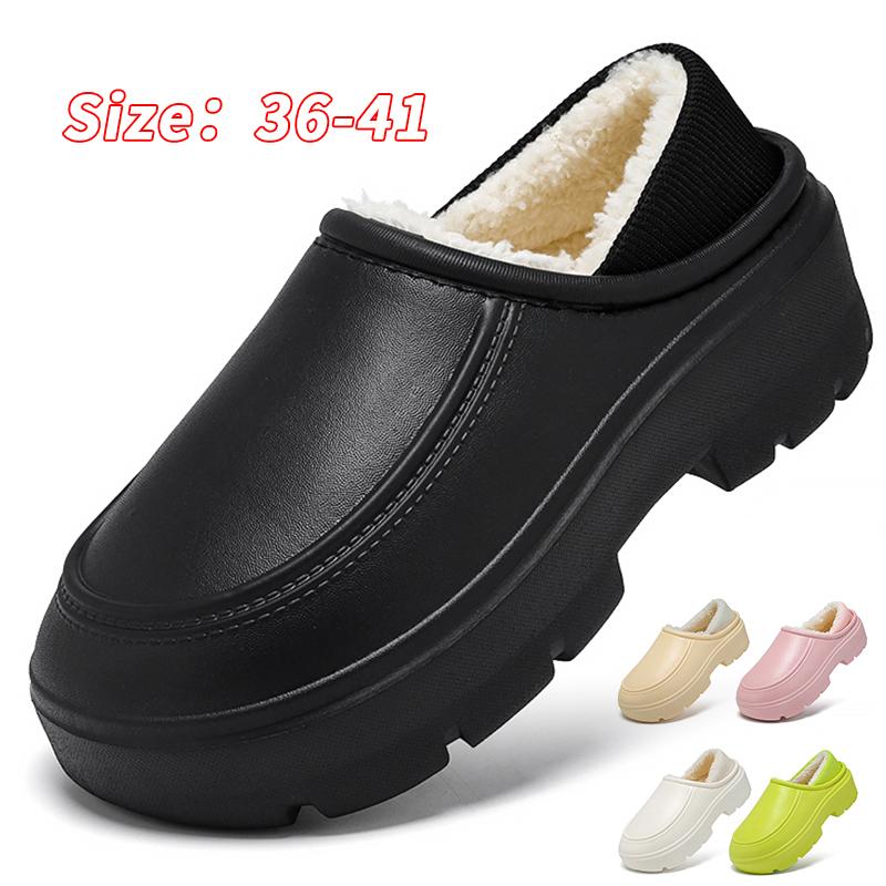 Теплая зимняя хлопковая обувь, женские теплые меховые домашние тапочки, нескользящие плюшевые тапочки из ЭВА, домашние тапочки для пар с толстой подошвой, шлепанцы