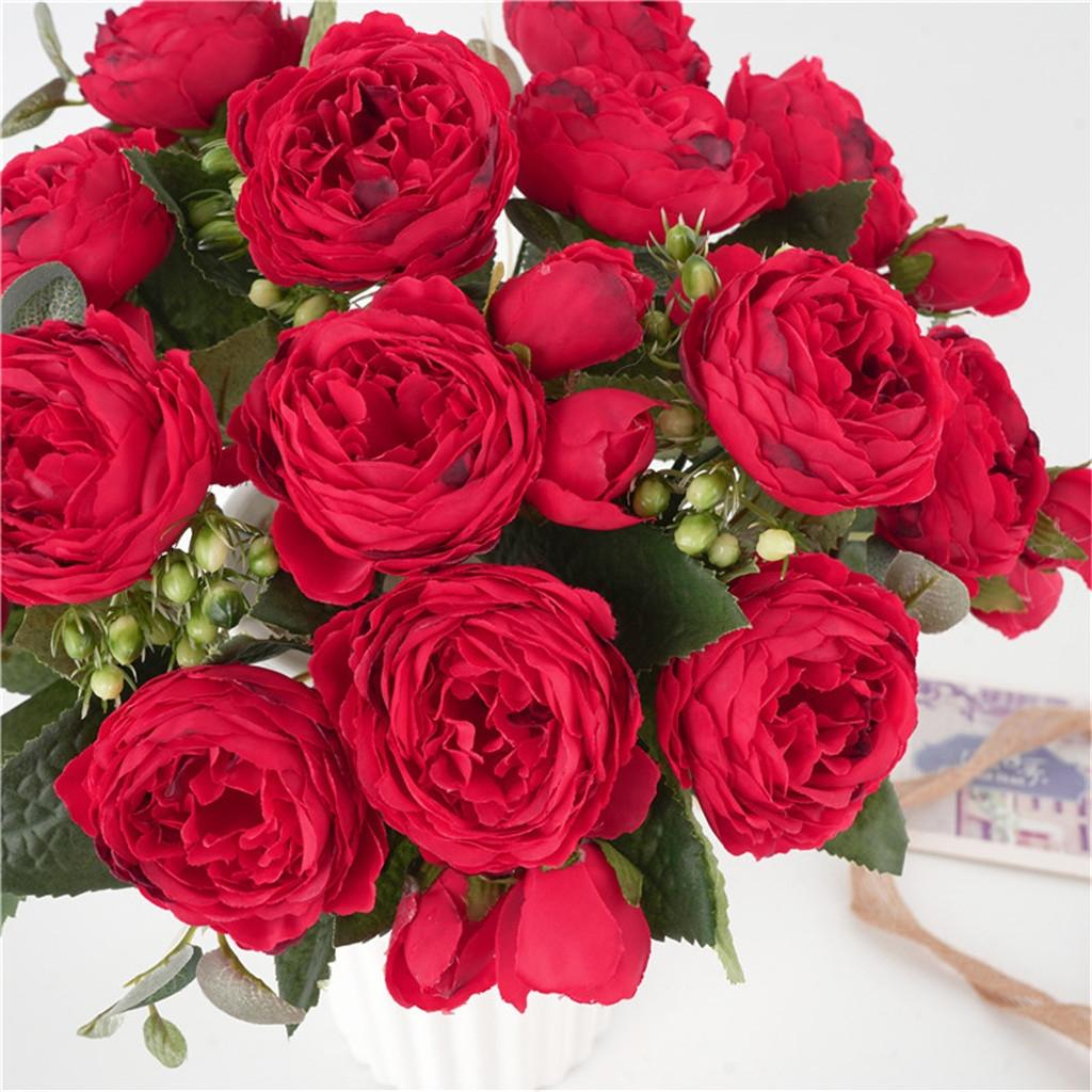 9 головок имитация шелкового пиона, искусственные цветы, букет, домашнее свадебное украшение