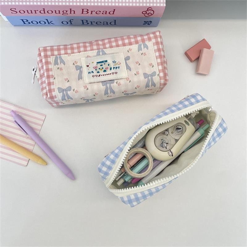 Милый Сладкий Сращивание Клетка Бант Пенал Портативный Большая Вместимость Студенческая Сумка для Хранения Канцелярских Принадлежностей Сумка для Ручек Девичья Косметичка Подарок