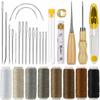 29Pcs Leather Sewing Kit Sewing Stitching Needles Thread Cord Measuring Tape Sewing Thimble DIY