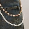 Popular Hipster Waist Chain with Flower Pearl Designs Waist Charm Street Pants Body Chain Trousers Chain Cool Accessory