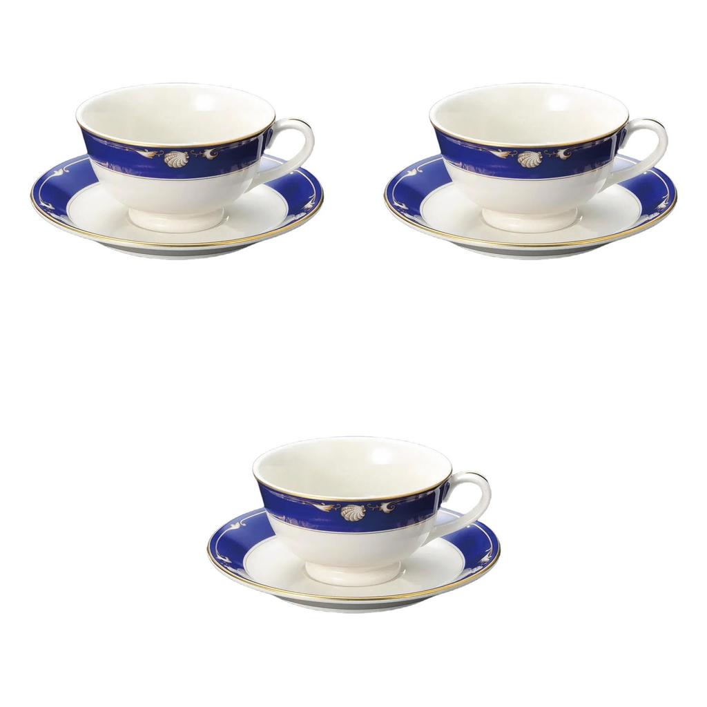 Set of 3 NB Royal Shell Tea Cups and Saucers X Cups and Saucers by Setomonohonpo [10.2 5.8cm, 180cc]