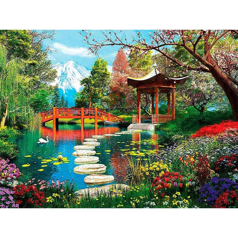 Новый 5D DIY Алмазная картина Пейзаж Деревня Алмазная вышивка Полный круглый дрель Пейзаж Вышивка крестом Ремесла Домашний декор