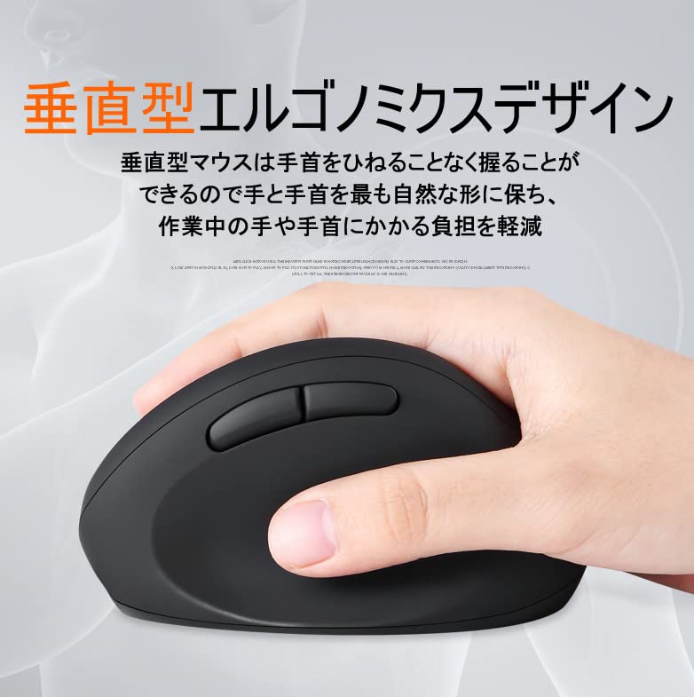 Perixx Compact Wireless Ergonomic Quiet Black PERIMICE-719 Mouse, Design,