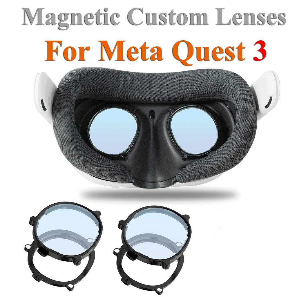 Магнитные кастомные линзы для VR-очков Meta Quest 3 Линзы для близорукости/дальнозоркости Индивидуальная настройка Линзы с защитой от синего света С аксессуаром-рамкой