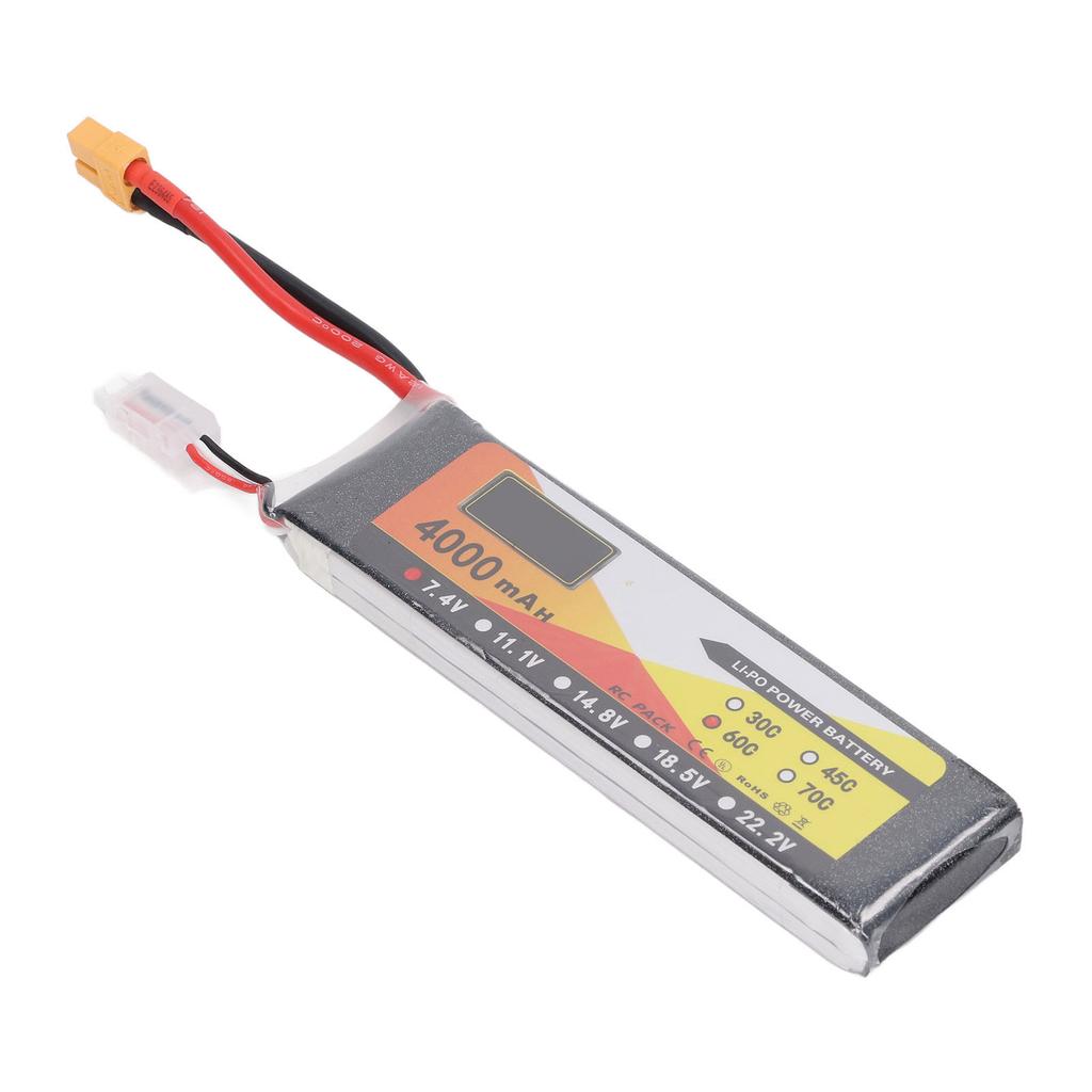 RC Lipo Battery 7.4V 60C Discharge Rate 2S XT60 Plug Connector 4000mAh Power for Remote Control
