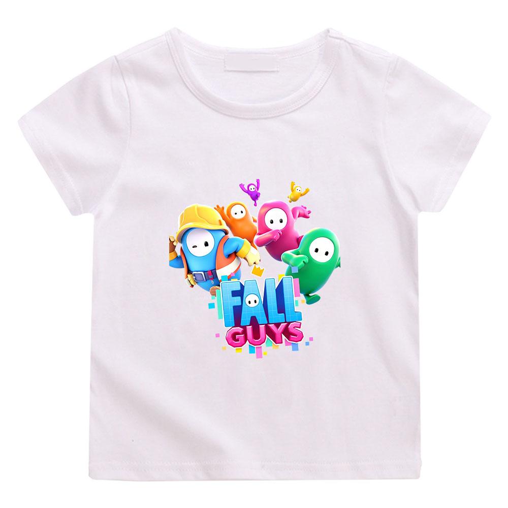 Game Fall Guys Children's T-Shirt 100% Cotton Tees Cartoon Graphic Printing Tops Casual Kids Unisex O-Neck Short Sleeve Summer