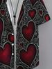 Men's Casual Hawaiian Shirt with Heart Print, 100% Polyester, Short Sleeve, Button Front, Collared, Regular Fit, 120g/m² - Spring/Summer Beachwear