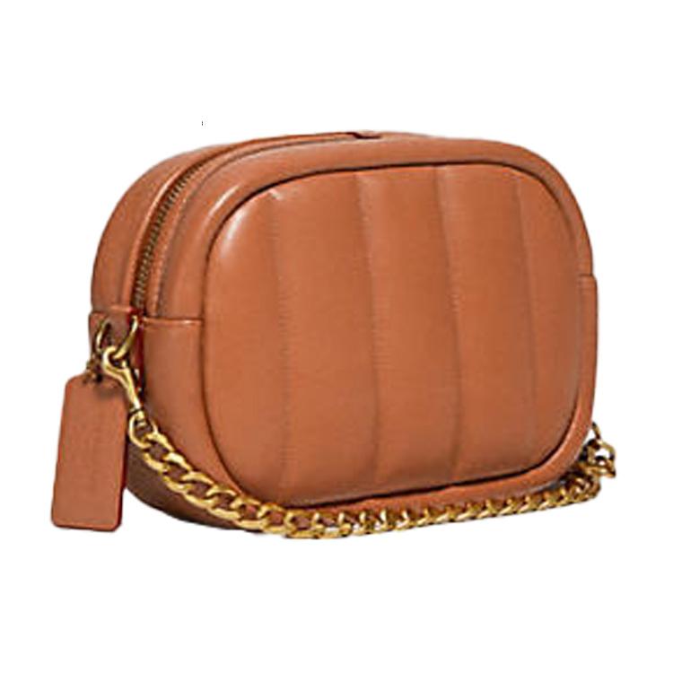 New COACH Camera Leather Camera Bags Small Square Bag Crossbody Bags Shoulder Bags Small Size Women's Caramel Brown C4814-B4NL4