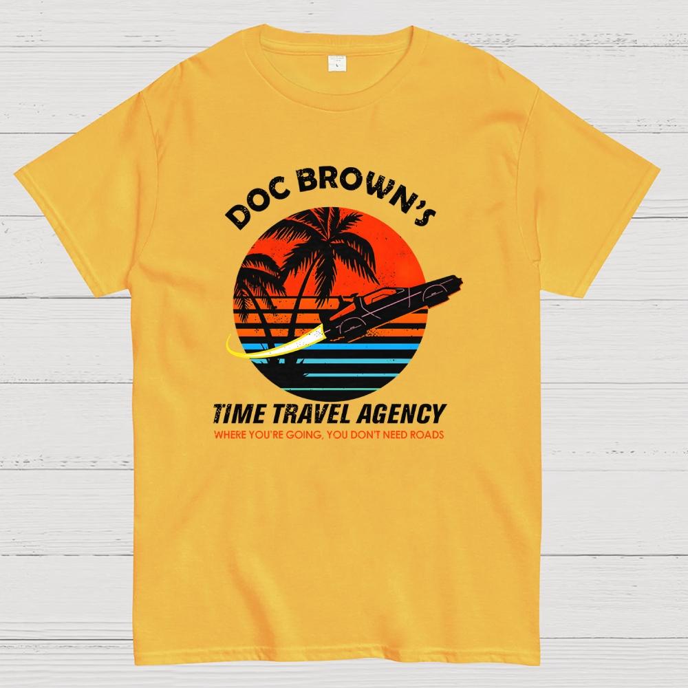 Doc Browns Time Travel Agency Cotton Summer Casual Cool Loose T-Shirt