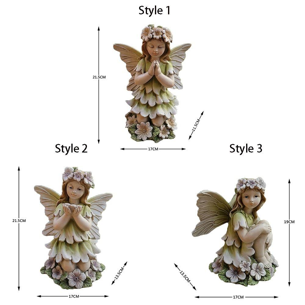 Crafts Resin Flower Fairy Statue Antique Cute Angel Sculpture Handmade Exquisite Garden Miniature Figurine Festive Atmosphere