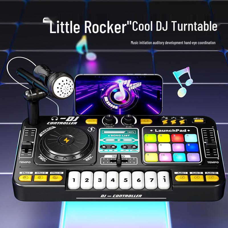 Детский Bluetooth DJ-проигрыватель с перкуссией, светом и микрофоном – Многофункциональная музыкальная игрушка