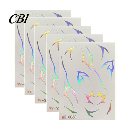 Temporary Body Art Decals 5 Sheets Holographic Lightning Tattoos, Waterproof Flash Tattoo Stickers Stickers, Full Color for Festival Party Easy Apply