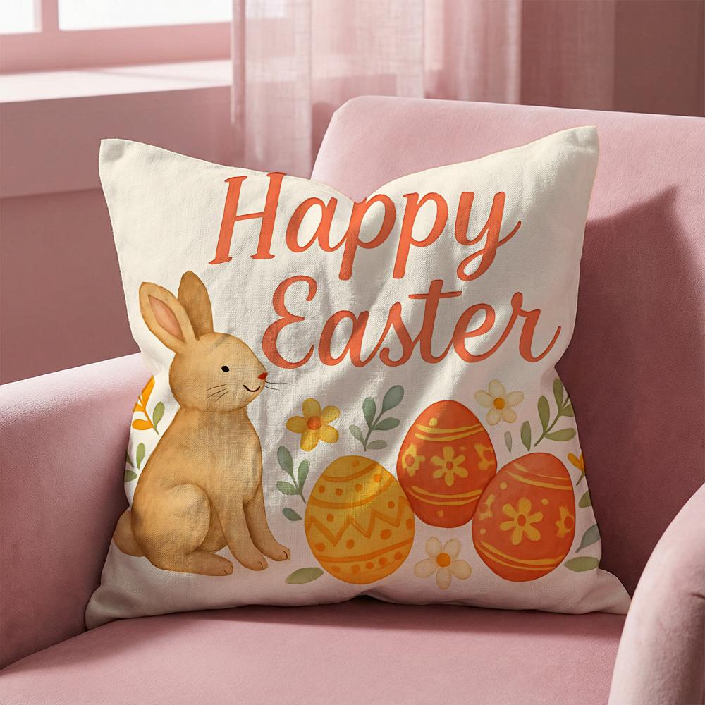 Holiday Easter Cushion Cover MultiScene Pillow Cover for Home Car Reversible Soft Durable for Daily Use