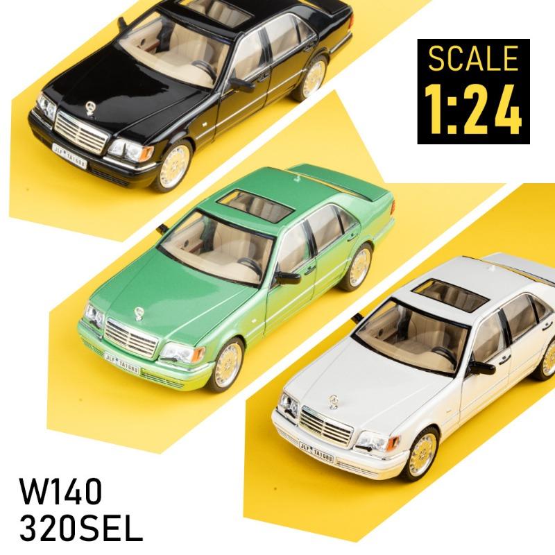 2024 New Simulation 1/24 Scale Benzs W140 320SEL Vintage Car Model With Sound Light Chidlren Diecast Alloy Toy Vehicle Collective Voiture