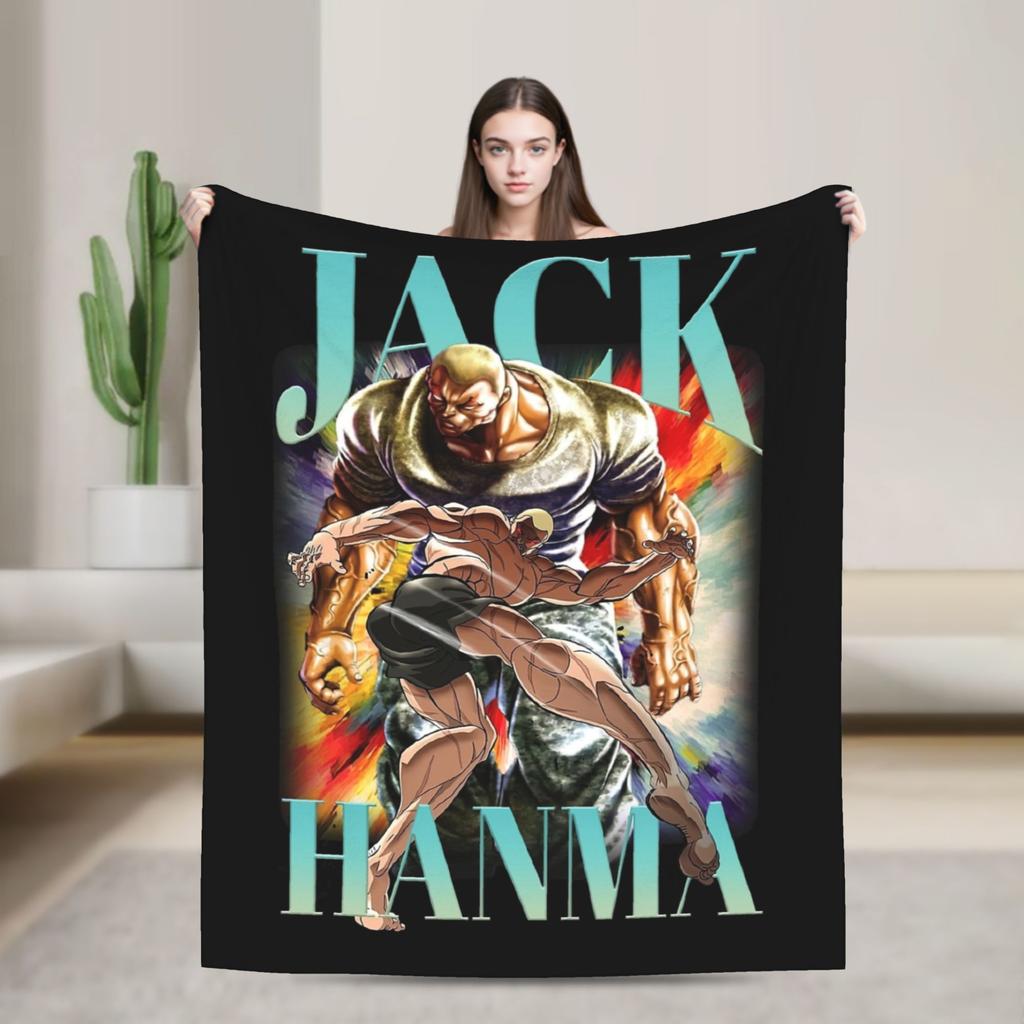 Grappler Baki Baki Hanma Blanket Flannel All Season Portable Super Warm Throw Blankets for Bedding Office Bedspreads