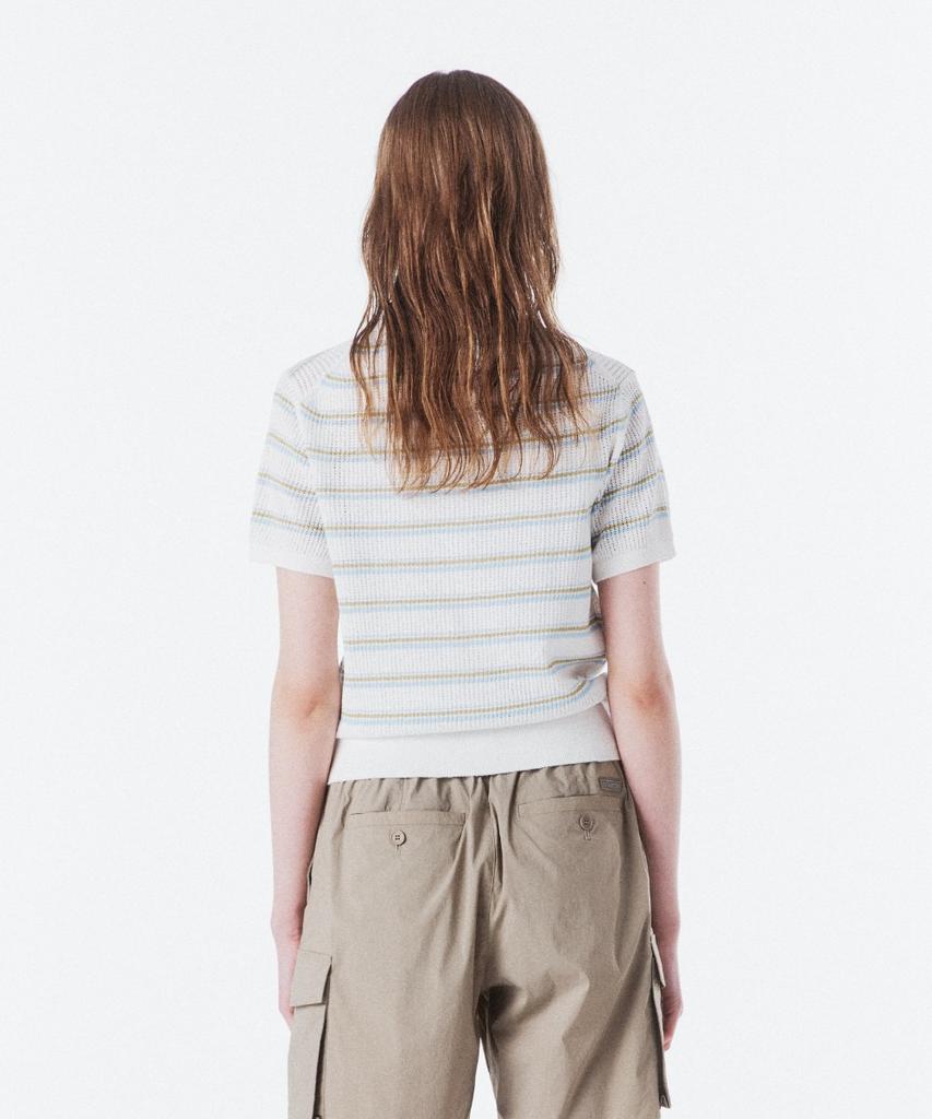 BROMPTON LONDON W Stripe Half Sleeve Knit - Cream (P262Wkt132)