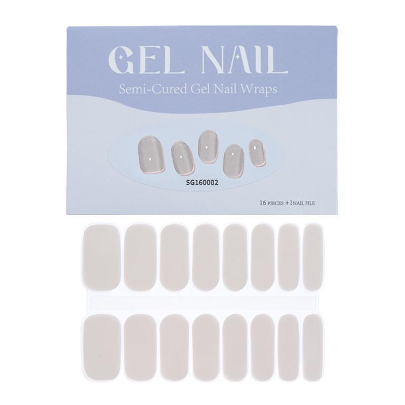 Thin Lamp Style Gel Nail Sticker 16-finger Extended Semi-curing Nail Sticker