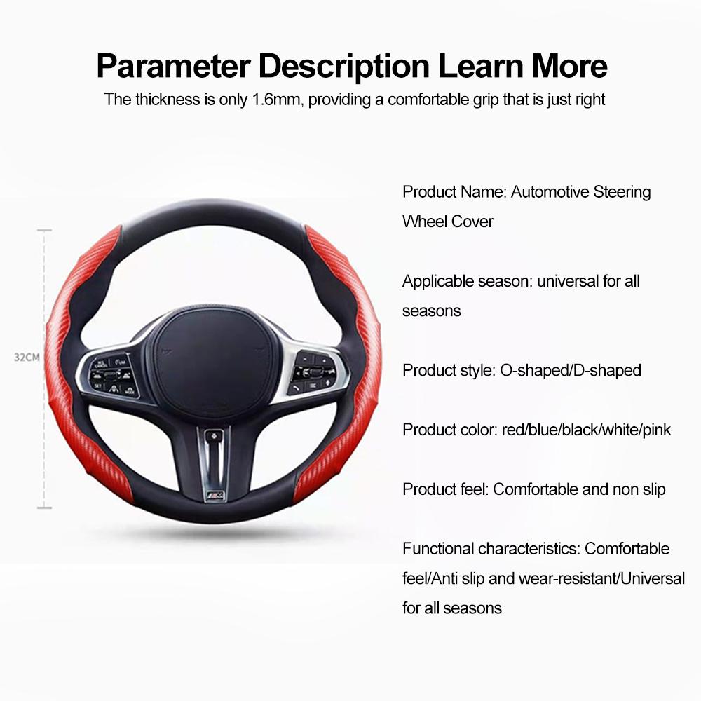 1Pair Car Steering Wheel Cover For Tesla Non-Slip Carbon Fiber 38CM Auto Steering Wheel Interior Decoration Accessories