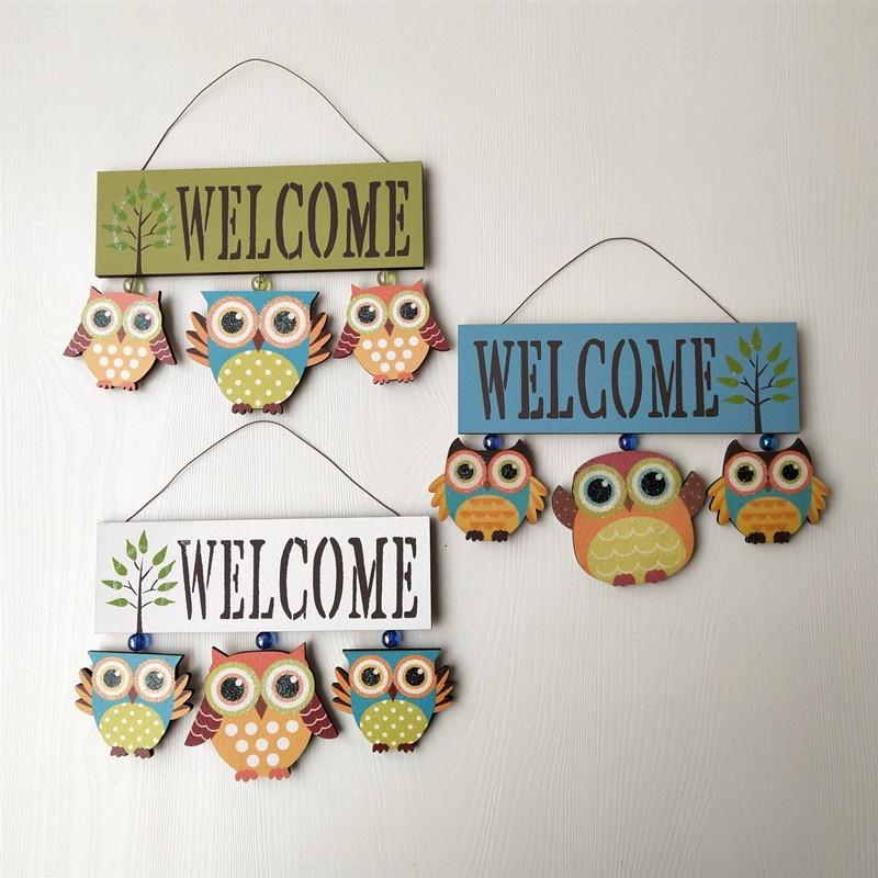 Pastoral Style Home Accessories Creative Personality Owl Listing Welcome To Welcome Store Wall Hangi