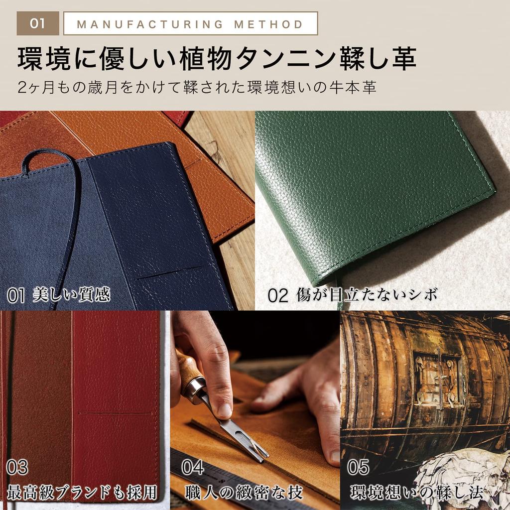 Книга Мягкая обложка Настоящая Закладка Мягкая обложка Растительного дубления Книга BKC1 [BLUE SINCERE] Обложка, Размер, Кожа, Включено, Обложка, Коровья кожа, Блокнот, Обложка,