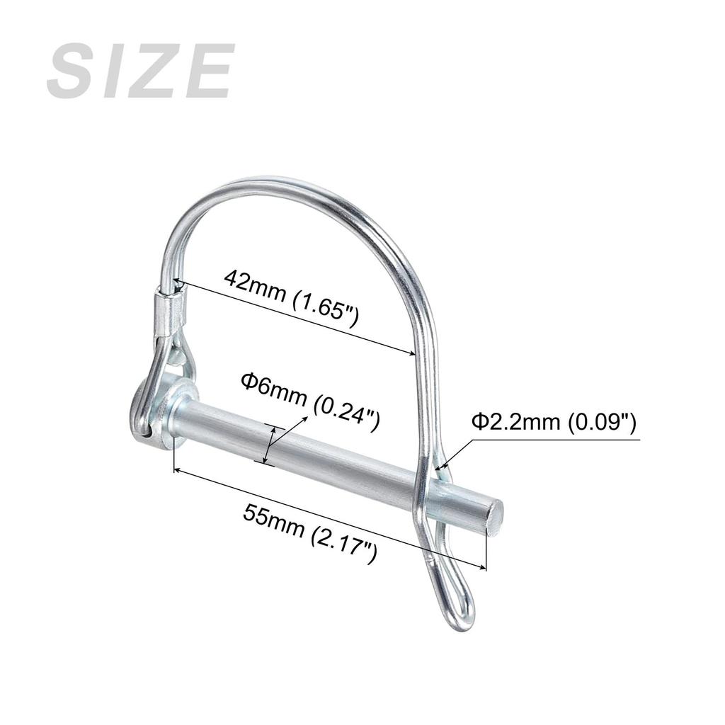 METALLIXITY Safety Coupler Pin (6x55mm) Shaft Lock Pin Round Arch Wire Retainer and Ear Tractor Trailer Truck Mower