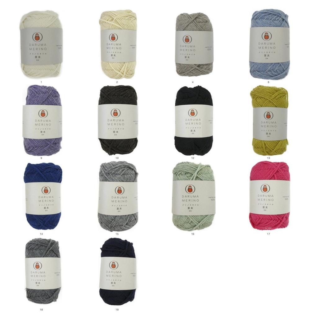 Yokota DARUMA мериносовая шерсть толстая черная 40 г 88 м 10 мотков набор цв.12 прибл.. 01-5550
