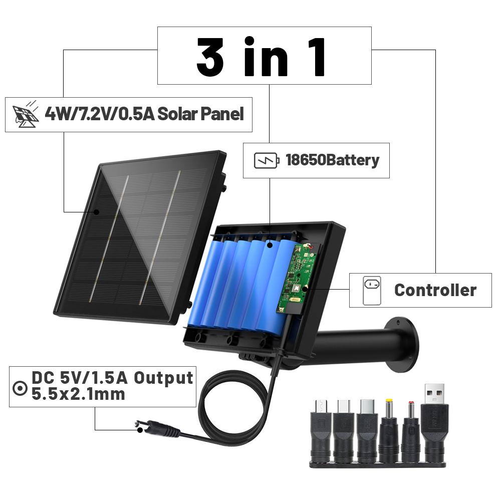 D4 Комплект солнечной панели Mini 5V Output Solar Power Bank CCTV Camera USB Type-C 3 в 1 Порты Контроллер Встроенные зарядные устройства для аккумуляторов