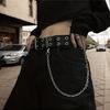 Vintage No-Hole Hip Hop Punk Style Waist Belt Studded with Iron Buckle Rivet Details Versatile Fashion Accessory for Women Parties, and Festivals