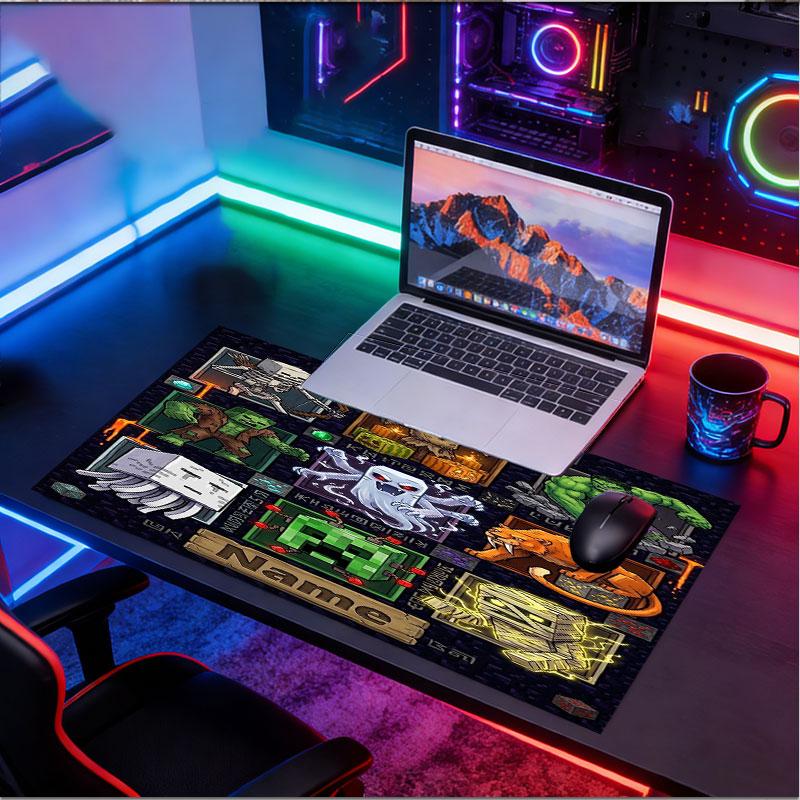 Custom Name Personalized Minecaraft Pattern Mousepad, Laptop PC Desk Mat, Decorative Desk Mat for Home Keyboard Pad Gift