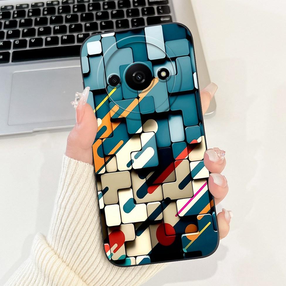 For Redmi A3 4G Phone Case For Xiaomi Poco C61 Cover Silicone Luxury Fashion Flowers Kawaii Cute Cat Painted Shockproof Bumper