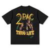 Графическая футболка 2Pac Thug Life Унисекс Женская Оверсайз Плотный Хлопок Смелый Ретро Хип-Хоп Уличная Одежда Круглый Вырез Повседневный Топ