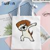 Beagle Shopping Bag Cotton Canvas Bolsa Bolsas De Tela Handbag Bag Boodschappentas Reusable Fabric Sac Cabas Custom