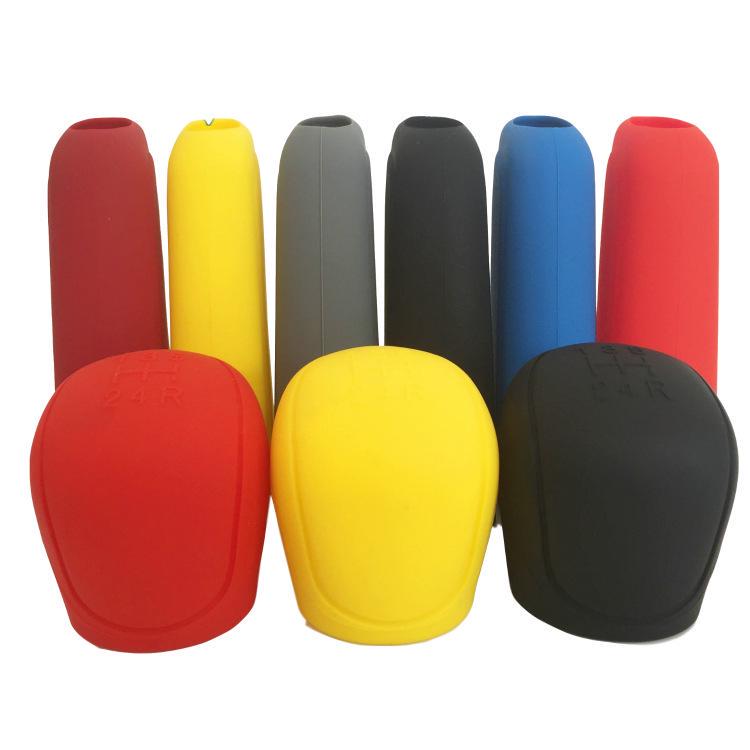 2Pcs Universal Manual Car Silicone Gear Head Shift Knob Cover Shift Collars Handbrake Brake Case