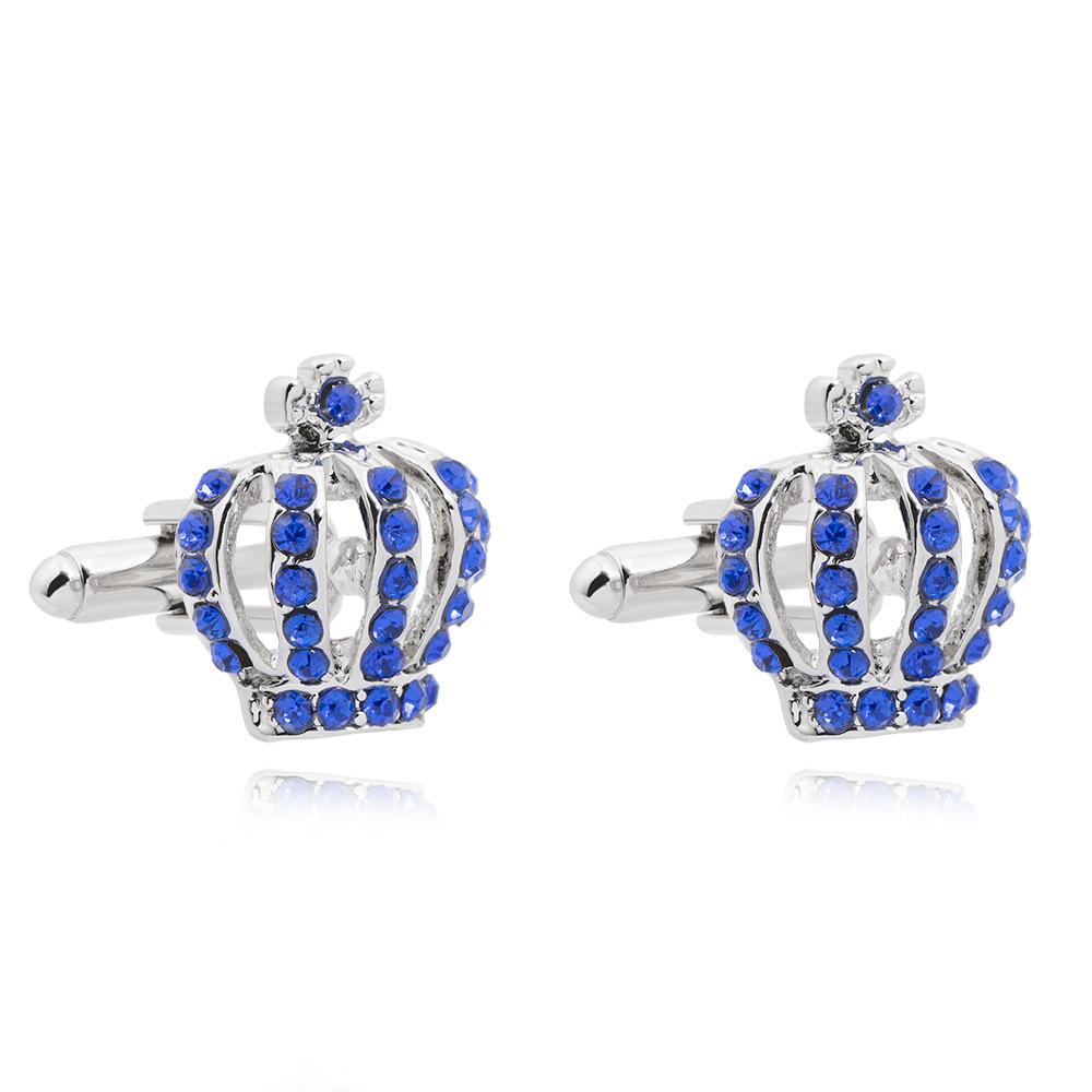 European & American Fashion Elegant Full Diamond Metal Crown Cufflinks for Ladies