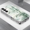 Green bamboo plated glass phone case suitable for Samsung Galaxy S26 S25 S24 S23 S22 S20 FE/Ultra/Plus anti drop back cover