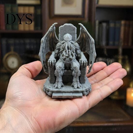 3D Печатный Pla Поделки Трон Ктулху Статуя, Готическая Смоляная Фигурка для Полки и Стола Декор в Стиле Лавкрафта, Фигурка Монстров с Щупальцами Темного Фэнтези,