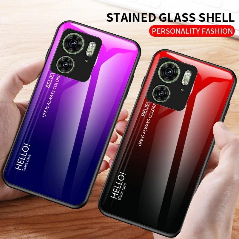 Чехол из закаленного стекла с градиентной росписью для MOTOROLA Moto Edge 40 Neo Edge 30 Ultra 20 Moto G7 Play G7 Power, защита объектива камеры, противоударная задняя крышка