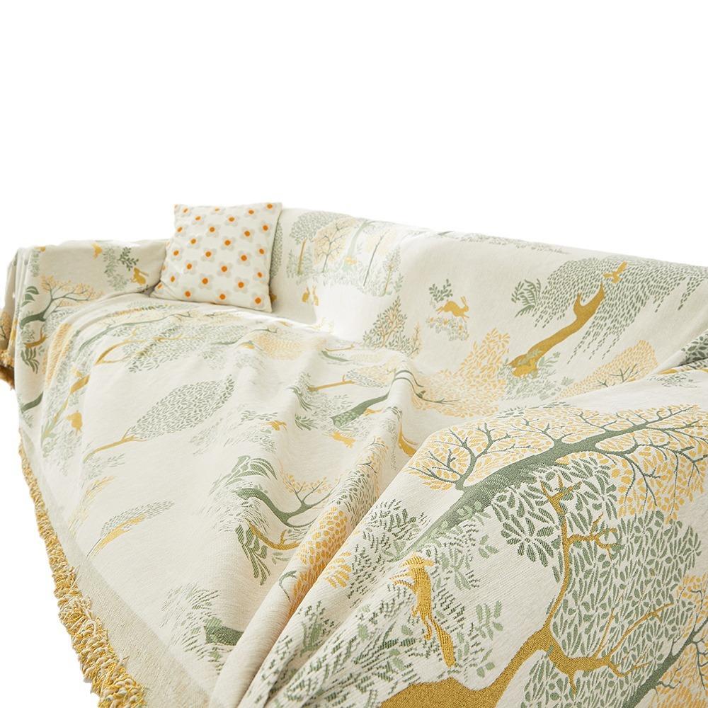 Цельный диванный плед в скандинавском стиле, полотенце из шенилла с изображением дерева желаний, всеобъемлющий чехол для дивана, всесезонная универсальная ткань для чехла