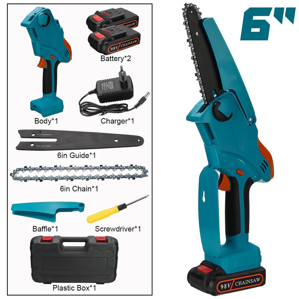 98VF 6-дюймовая беспроводная электрическая цепная пила, мини-ручная обрезка, мини-электрическая пила, деревообрабатывающий инструмент для обрезки сада