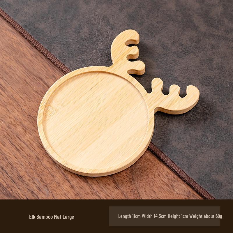 Круглый бамбуковый противоскользящий коврик и поднос для комнатных растений, подстаканников и декора