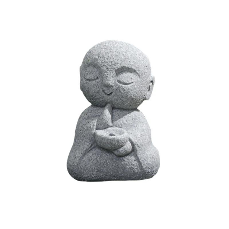 Japanese Mini Buddha Incense Holder for Sticks Little Zen Monk Incense Burner Sandstone for Room Desktop Decor