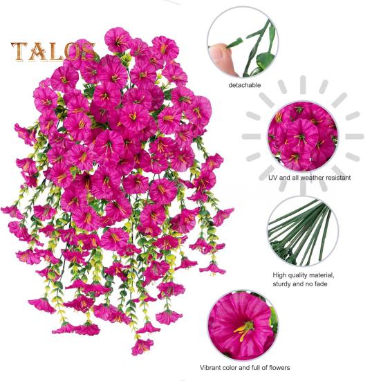 Искусственные подвесные цветы петунии, устойчивые к ультрафиолетовому излучению, искусственные растения для улицы, искусственная полосатая петуния, весенне-летний декор для дома, каминной двери, крыльца, патио