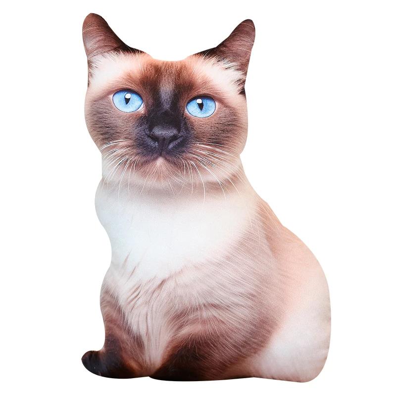 Милые Реалистичные 3D Плюшевые Игрушки Кошки Мягкая Кукла Животное Симуляция Подушка для Сна Диванная Подушка Мультяшная Кукла Домашний Декор Подарок