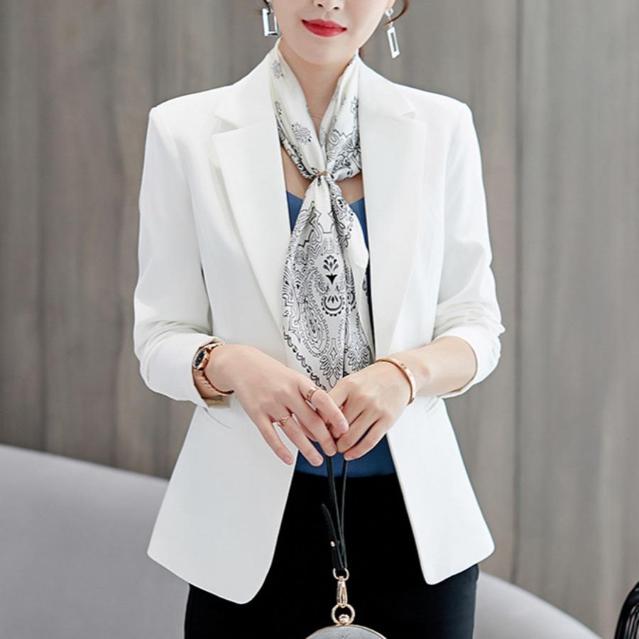 Женский пиджак повседневный осенне-зимний элегантный офисный пиджак костюм черный белый однотонный длинный рукав модный пиджак костюмы дамы
