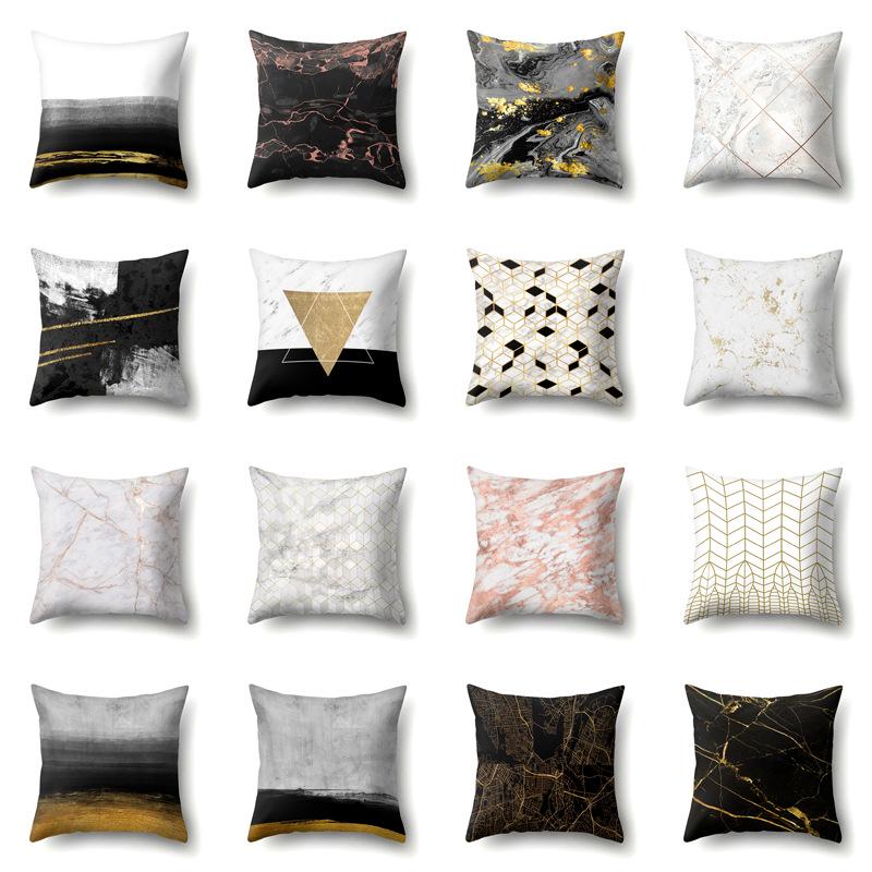 Geometric Marble Pattern Polyester Pillow Case European and American Fashion Simple Pillow Case