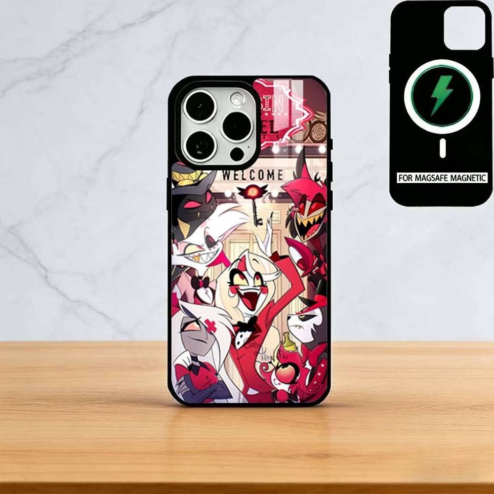 Чехол для телефона H-Hazbin H-Hotel для iPhone 17, 16, 15, 14, 13, 12, 11 Plus, Pro Магнитный для Magsafe Беспроводная зарядка