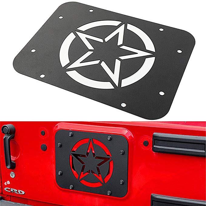 1PC Tailgate Vent Cover Plate, Spare Tire Carrier, Delete Plate for Jeep Wrangler JK JKU 2007-2018 (JK Star)